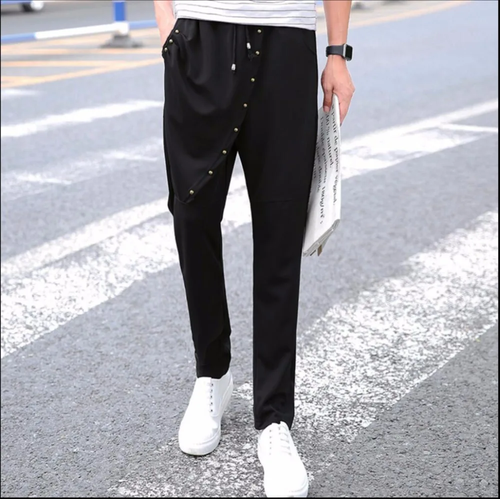 M-5xl новинка мужские неосновные Модные шаровары тонкие обтягивающие штаны