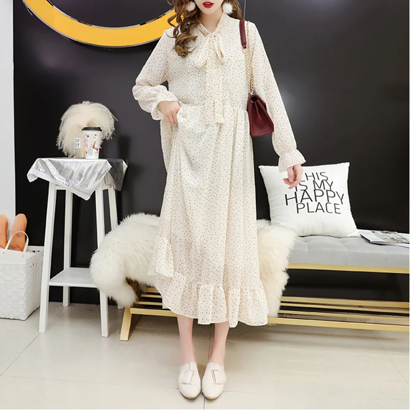 Женское шифоновое платье с волнистыми рукавами Свободное длинное большого