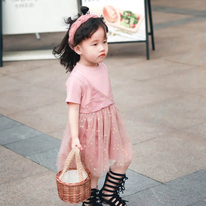 Kids Dresses for Girls Toddler Girl Cute Mesh Patchwork Dress Star Print Ball Gown Children's Princess Party | Детская одежда и