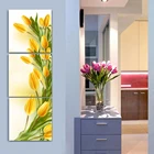 HD печать, современные картины для гостиной, 3 панели, желтый тюльпан, настенная живопись, модульный постер, каркас, домашнее украшение