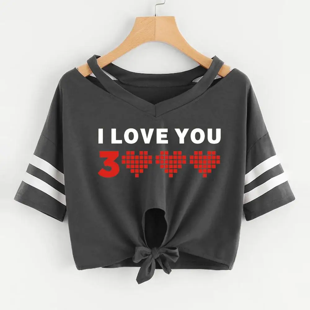 Женская футболка Новая женская I Love You 3000 раз с узором короткая коротким рукавом