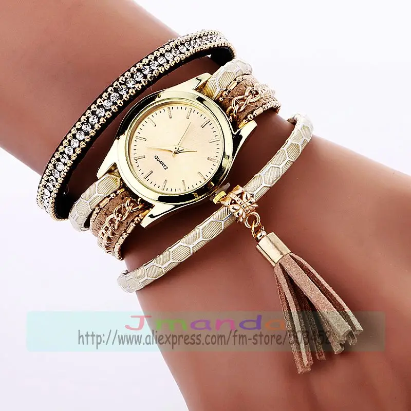 100 шт./лот отлично продаваемые женские кожаные часы с подвеской-кисточкой