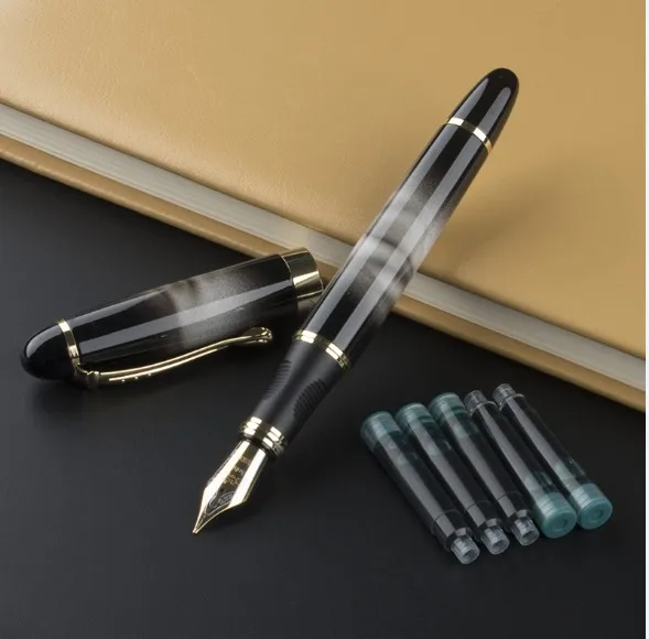 JINHAO X450 серый и золотой перьевая ручка 18 КГП 0,5 мм перо с широким основанием темно-зеленый, фиолетовый, винно-синий 21 цветов и чернильных картриджей, выберите JINHAO 450 - Цвет: 4