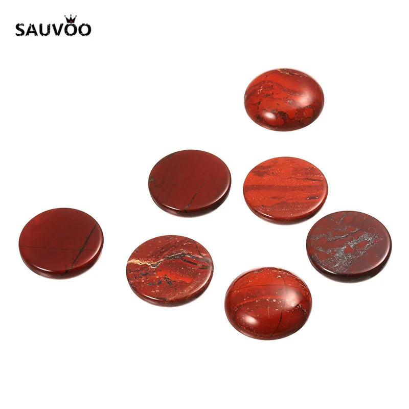 

SAUVOO 20pcs/lot Natural Stone Flatback Round Red Dome Cabochon Beads 6/8/10/12/14/16/18/20mm DIY Jewelry Setting Findings