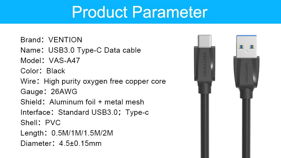 Vention USB 3,0 usb type-C 3,1 кабель для передачи данных USB C кабель для быстрой зарядки для Xiaomi OnePlus 2 Nexus 6P 5X ZUK Z1 Z2 Mabook