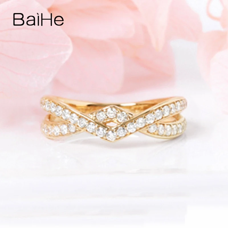 BAIHE однотонное 14K розовое золото около 0 40 карат H/SI круглые ограненные натуральные