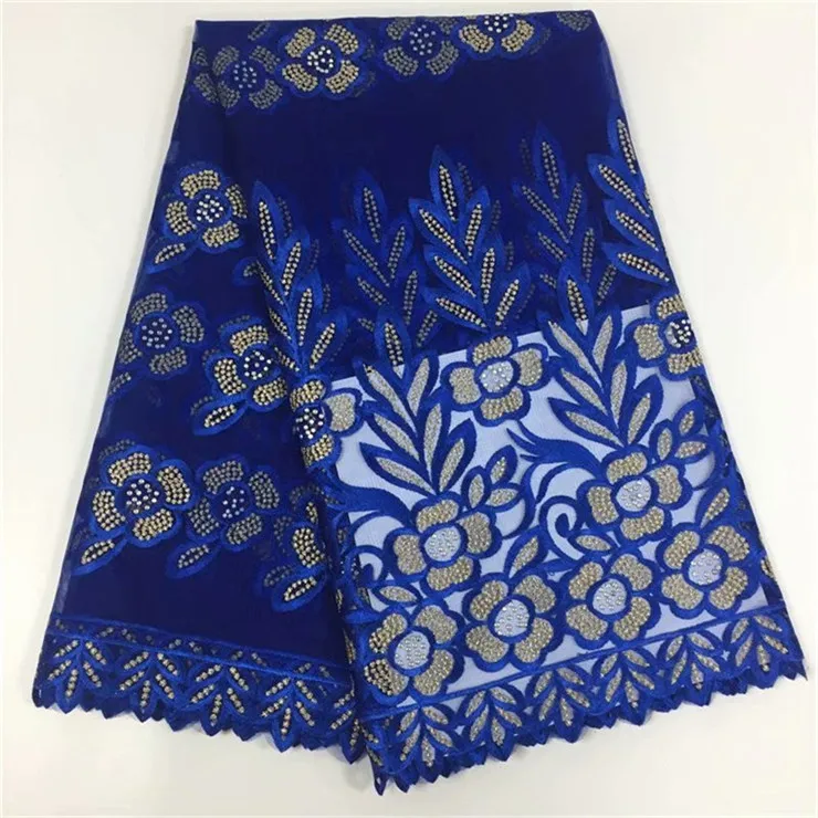Hot sale embroidery stone lace fabric fushia yellow african with 5 yards royalbule net yf1023 | Дом и сад