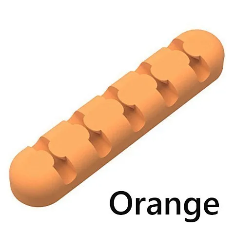 Orange USB Cable Holder Silicone Cable Organizer Flexible Cable Winder Earphone Winder Mouse Headphone Wire Charger Desktop Management - Color: Orange