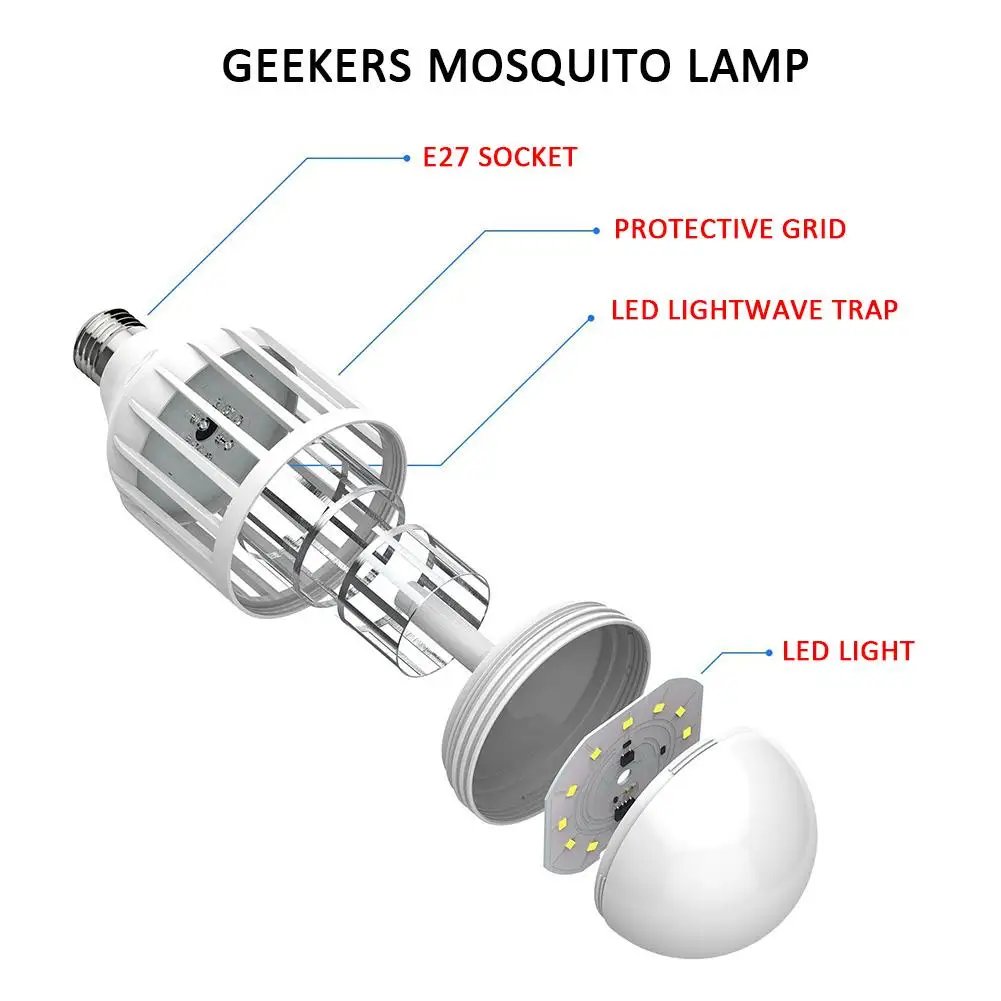 Светодиодсветодиодный лампа ловушка для комаров E27 В переменного тока|Лампа от