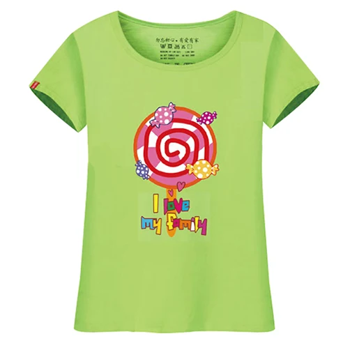 Лето с коротким рукавом футболки леденец печатных семья clothing семьи