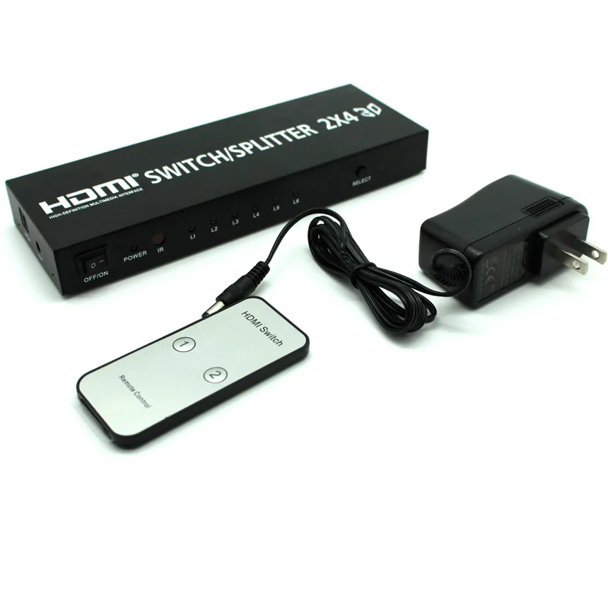 HDMI совместимый переключатель HD Splitter 2 в 4 выход с 3 5 мм Aux аудио/SPDIF аудио 2*4