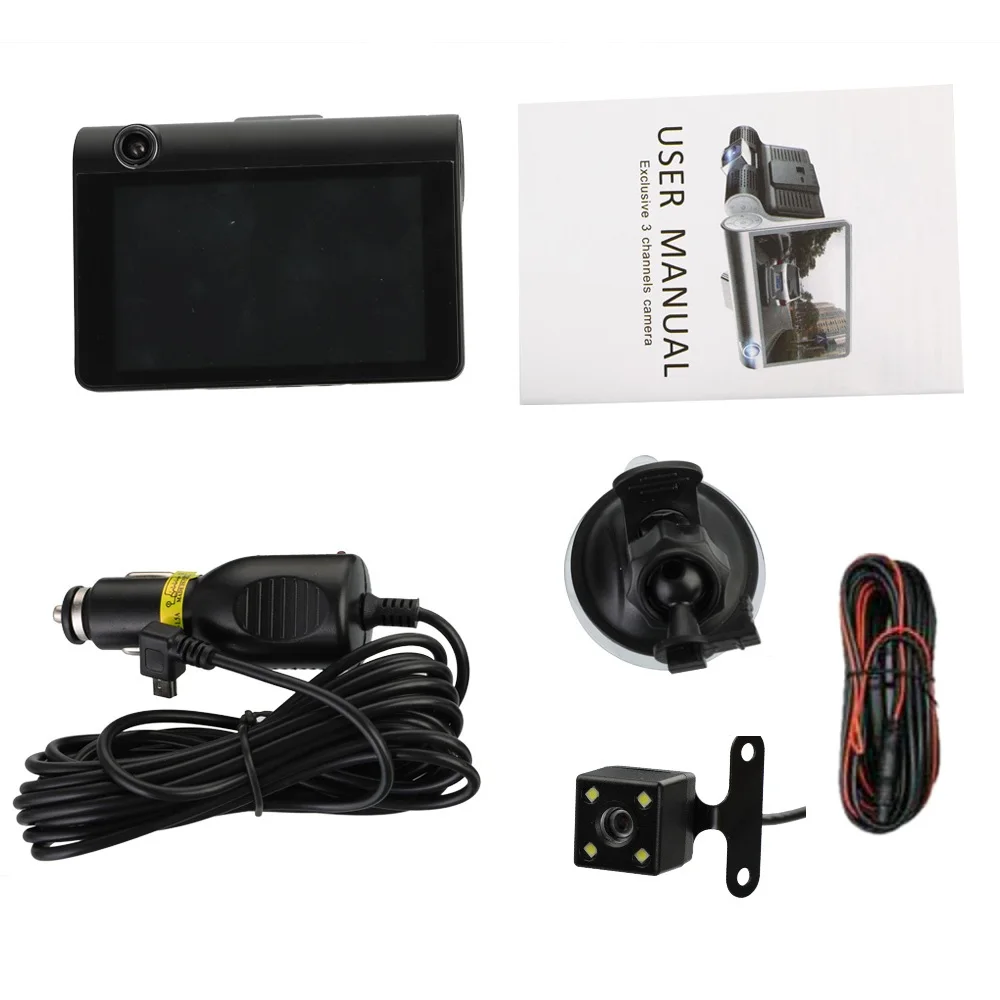 Горячая Распродажа Автомобильный видеорегистратор с 3 объективами 4 0 дюймовый
