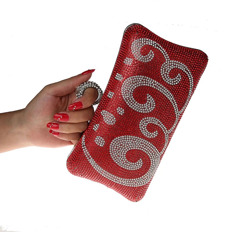 Хит продаж 2016 красная вечерняя сумка Женская Банкетная Сумочка с цирконом клатч