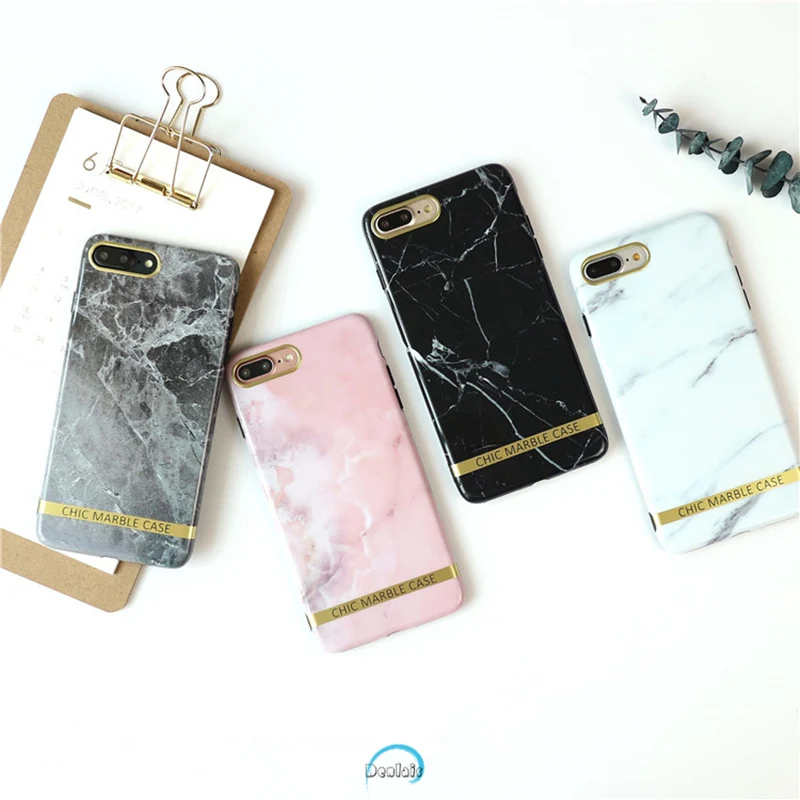 Новая мода трещина Мрамор камень телефон сумка чехол для iPhone 7 с 4.7 дюйма золотая