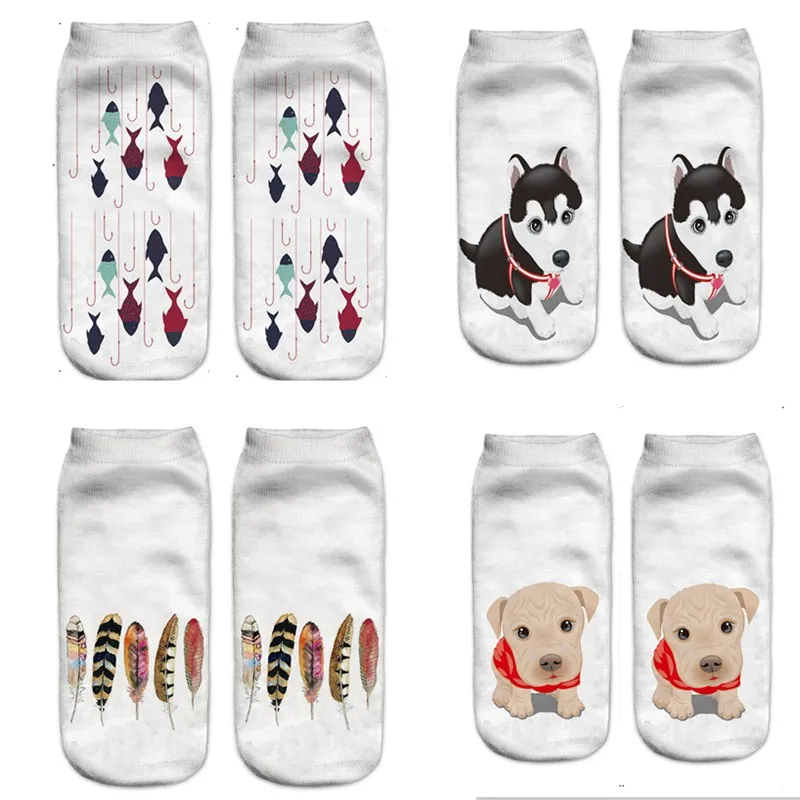 

3D Print Dog New Women Durable Socks Casual Polyester Socks Low Cut Ankle Sock Cartoons Casual Type Teenager Socks