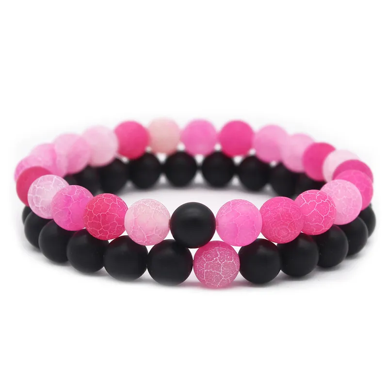 

2Pcs/Set 8mm Natural Stone Beaded Bracelets for Men Women Couple Bracelet for Lovers Distance Jewelry Gift MBR180169