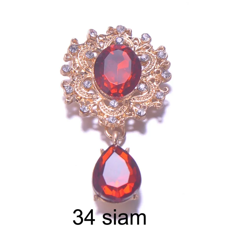 S0667) 10 шт./лот, 17 цветов 29 мм x 57 мм украшение металлическое из горного хрусталя, светильник золотое покрытие стразы пряжка - Цвет: 34 siam