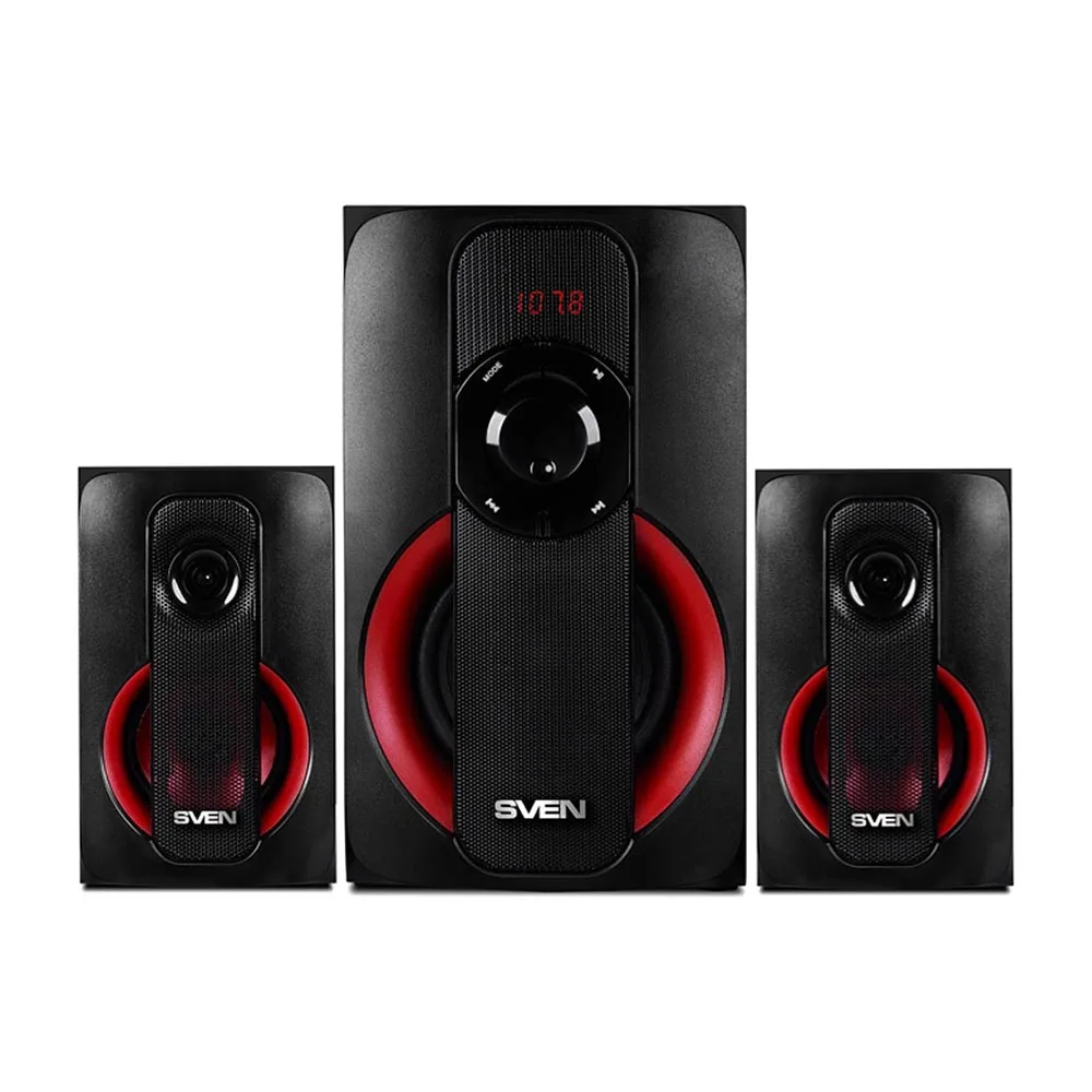 Колонки 2.1 ( с сабвуфером) AC MS -304 черный (40 Вт FM-тюнер USB/SD дисплей ПДУ Bluetooth) |