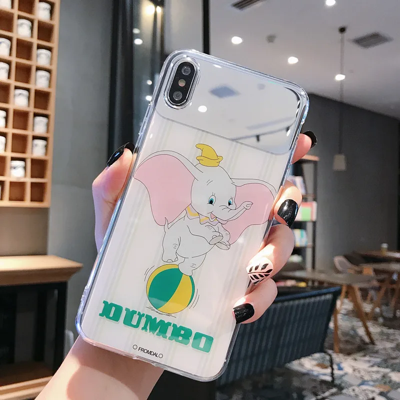 Мультяшный зеркальный чехол с изображением слона для iPhone XS Max XR Чехлы 6 S 7 8 Plus X