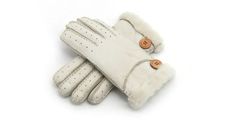 Зимние лыжные перчатки из натуральной овечьей кожи, шерстяные меховые перчатки, теплые зимние женские уличные перчатки, перчатки для девушек, варежки для женщин