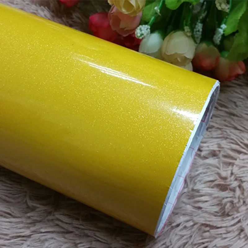 yellow 0,6x3 м старые настенные Стикеры для ремонта шкафа, мебель для шкафа, Настольная Декоративная пленка, ПВХ клейкая Глянцевая Водонепроницаемая настенная бумага - Цвет: yellow
