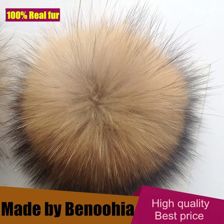 15pcs a Lot Wholesale Fluffy Real Raccoon Fur Pompoms Big Nature Round Fur Pom poms Hairy Ball For Knitted Hats Caps Skullies