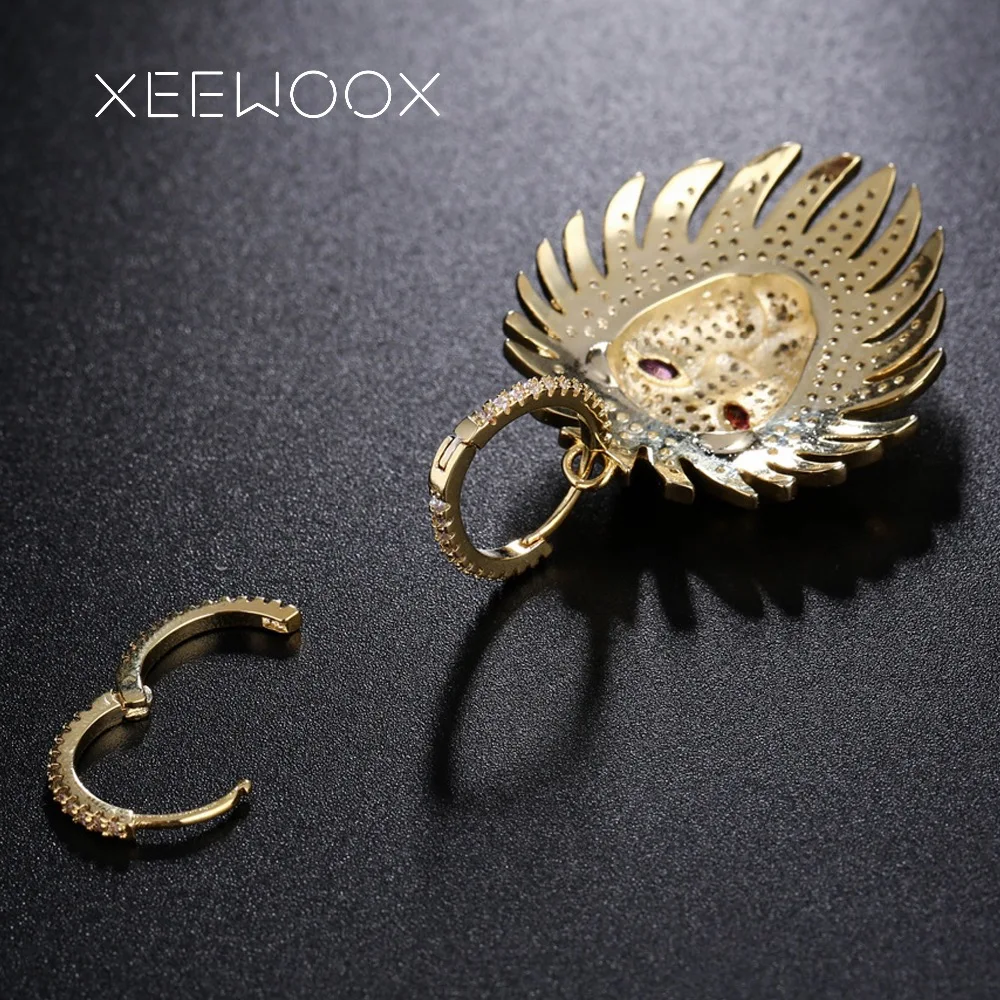 Лев животных Асимметричная Дизайнер серьги XEEWOOX Циркон творческие украшения