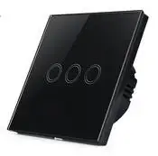 black Aoyan ЕС Стандартный сенсорный выключатель, 3 банды 1 способ кристалл стеклянная панель настенный выключатель, для лампы переменного тока 110-250 В-черный/белый/золотой - Цвет: black