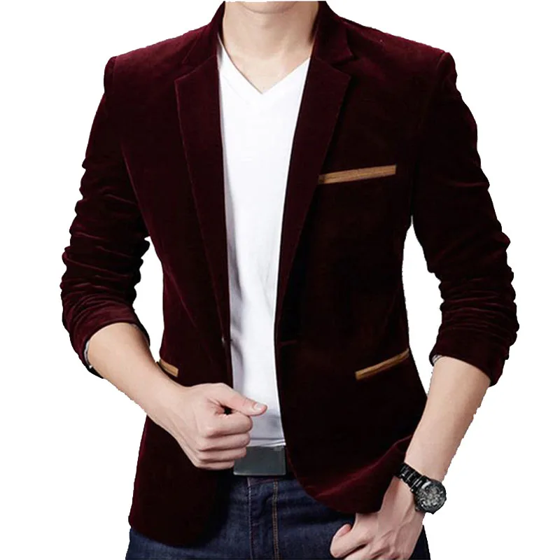 

Xfh Brand Mens Corduroy Blazers Autumn Spring Fashion Male Slim Fat Casual Suit Jacket Men Blazer Masculino Clothing