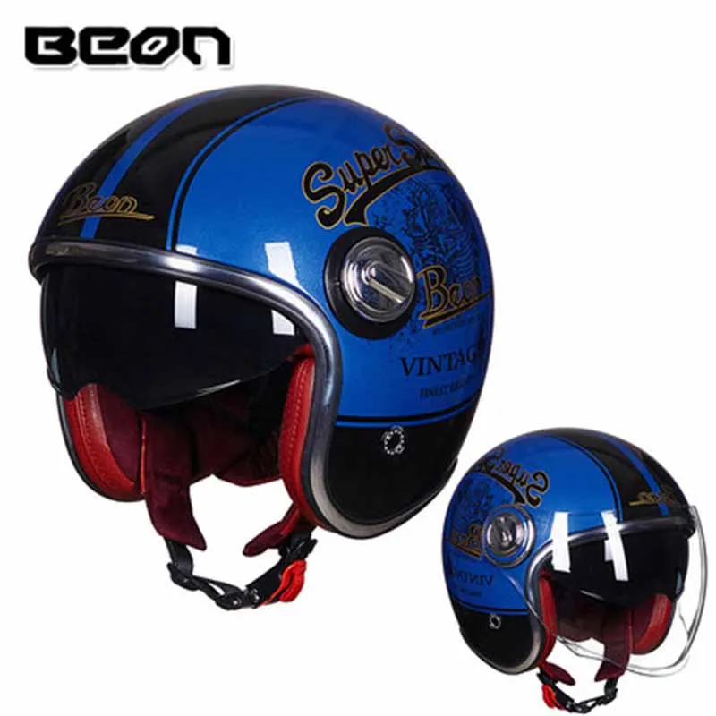 BEON шлем B-108A moto rcycle шлем 3/4 с открытым лицом шлем moto cross винтажный шлем casque Casco Capacete ретро-шлем - Цвет: Многоцветный