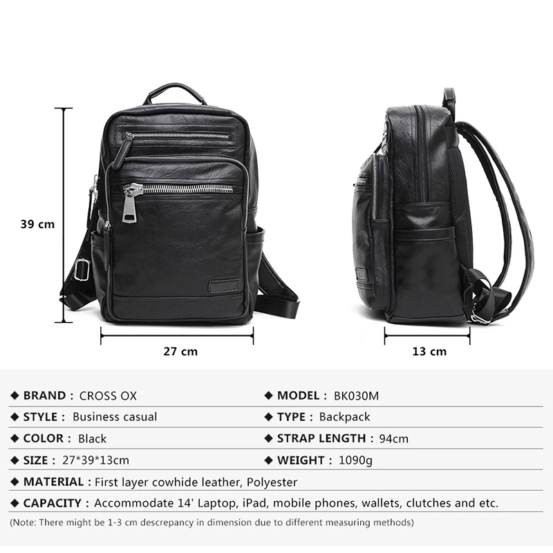 CROSS OX Портфель из искуственной кожи для мужчин Рюкзак подростков BK030|leather man backpack|men