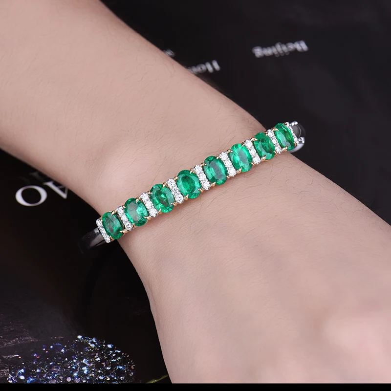LOVERJEWELRY однотонный 18 К Au750 белый золотой овальной формы зеленый изумруд свадебный