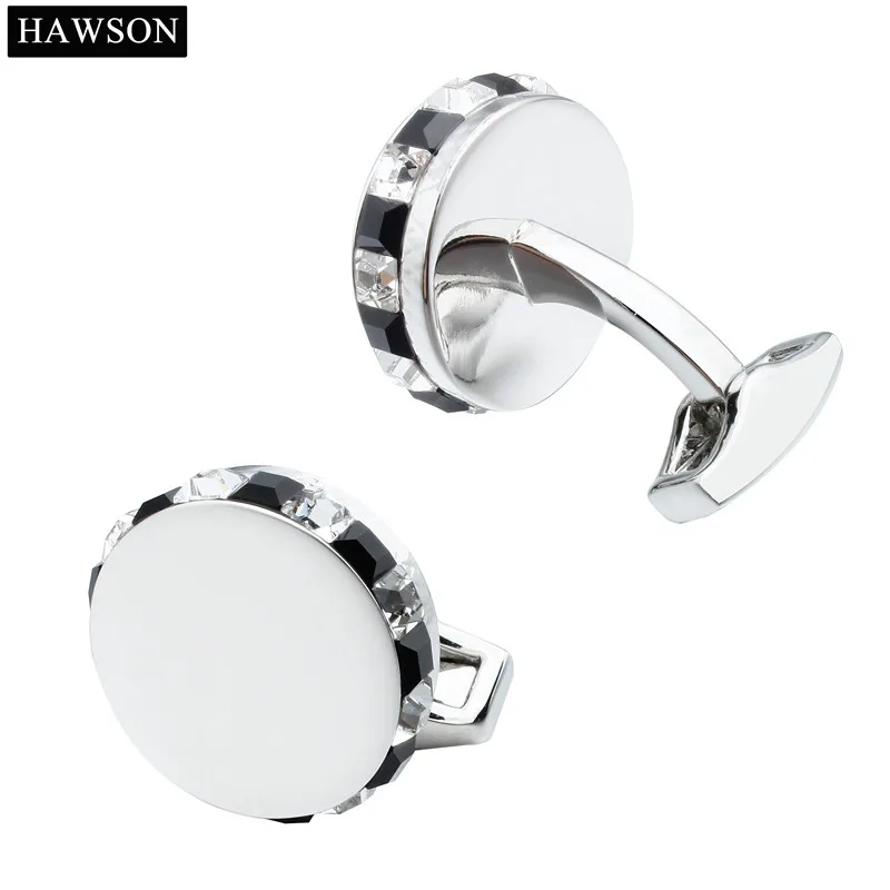HAWSON Cuff links Crystal Wedding Cufflinks for Mens Luxury Grooms Dress Accessory