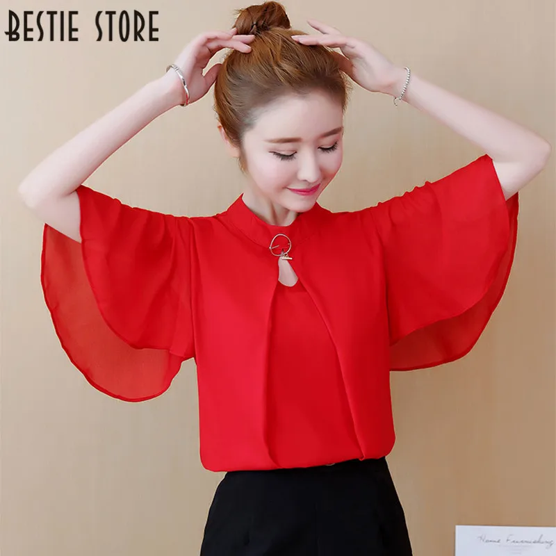 Женские топы и блузки офис белый воротничок рубашки Новые однотонные ruffled top