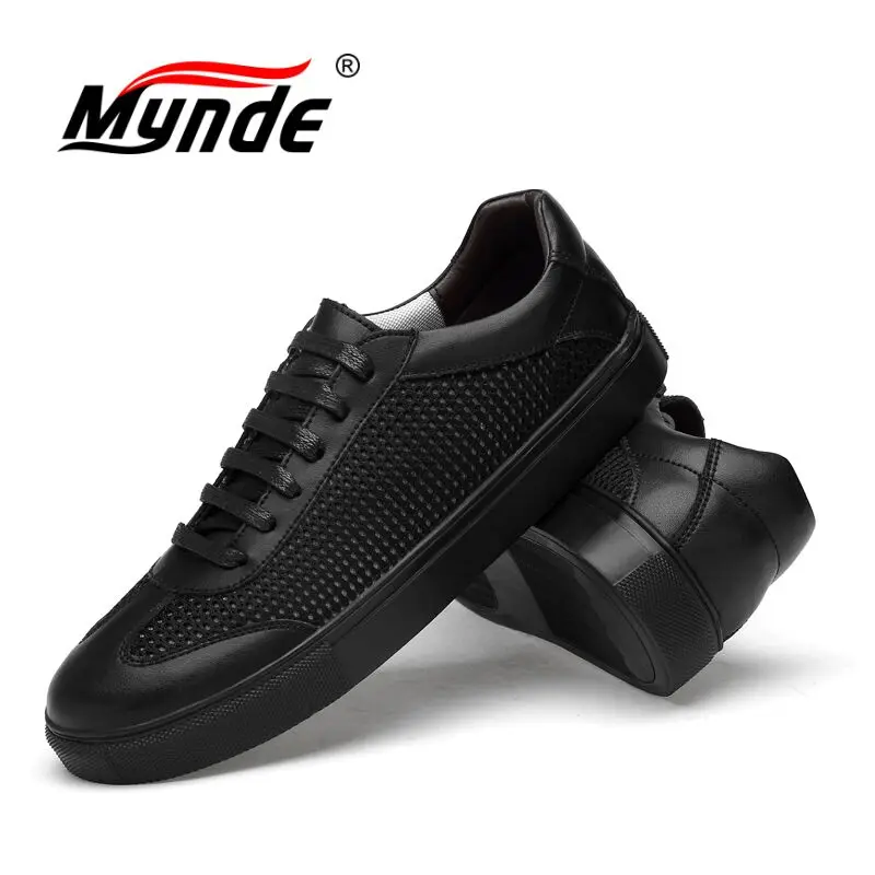 Mynde Genuine Leather Men Casual Shoes Spring Autumn 2018 New Breathable Soft Men's Handmade Flats Sneakers | Обувь
