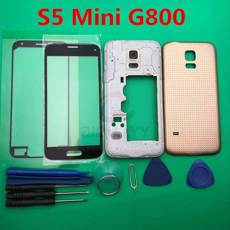 Полный корпус чехол для Samsung Galaxy S5 Mini G800 G800F средняя рамка+ резиновое уплотнение задняя крышка+ ЖК-стекло+ инструмент+ наклейки
