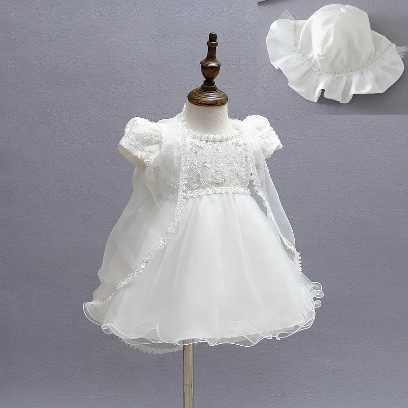 Платье кружевное атласное с вышивкой 3 шт./компл.|baptism christening|baby girls baptismbaby girl party dress