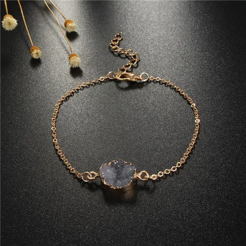 grey Dayoff 1 шт. Европейский женский ювелирный Круглый браслет Druzy Drusy из полимерного камня браслеты-талисманы для женщин Рождественский подарок B778 - Окраска металла: grey