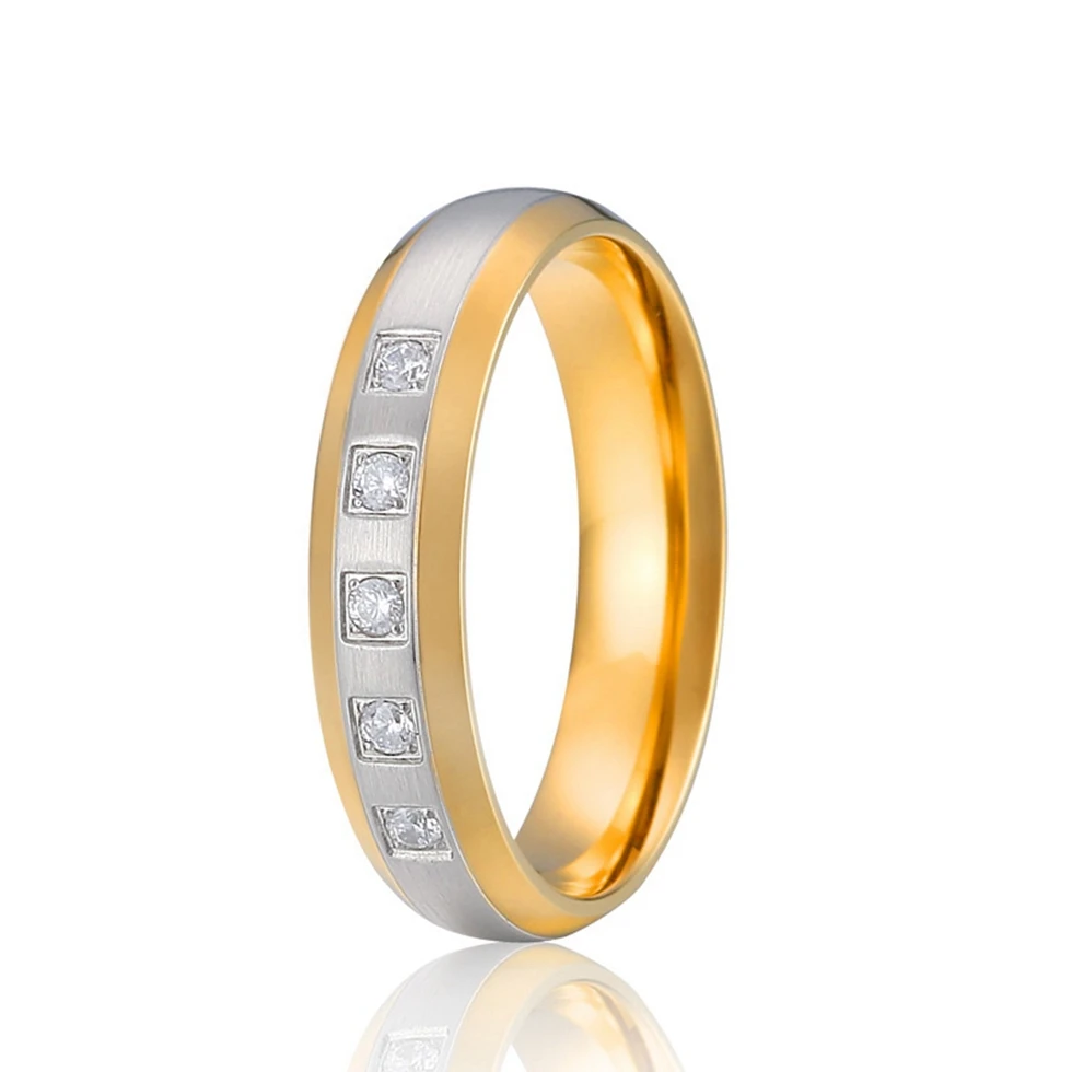Anel superb value and service titanium steel jewelry factory gold color promise wedding rings for women | Украшения и аксессуары
