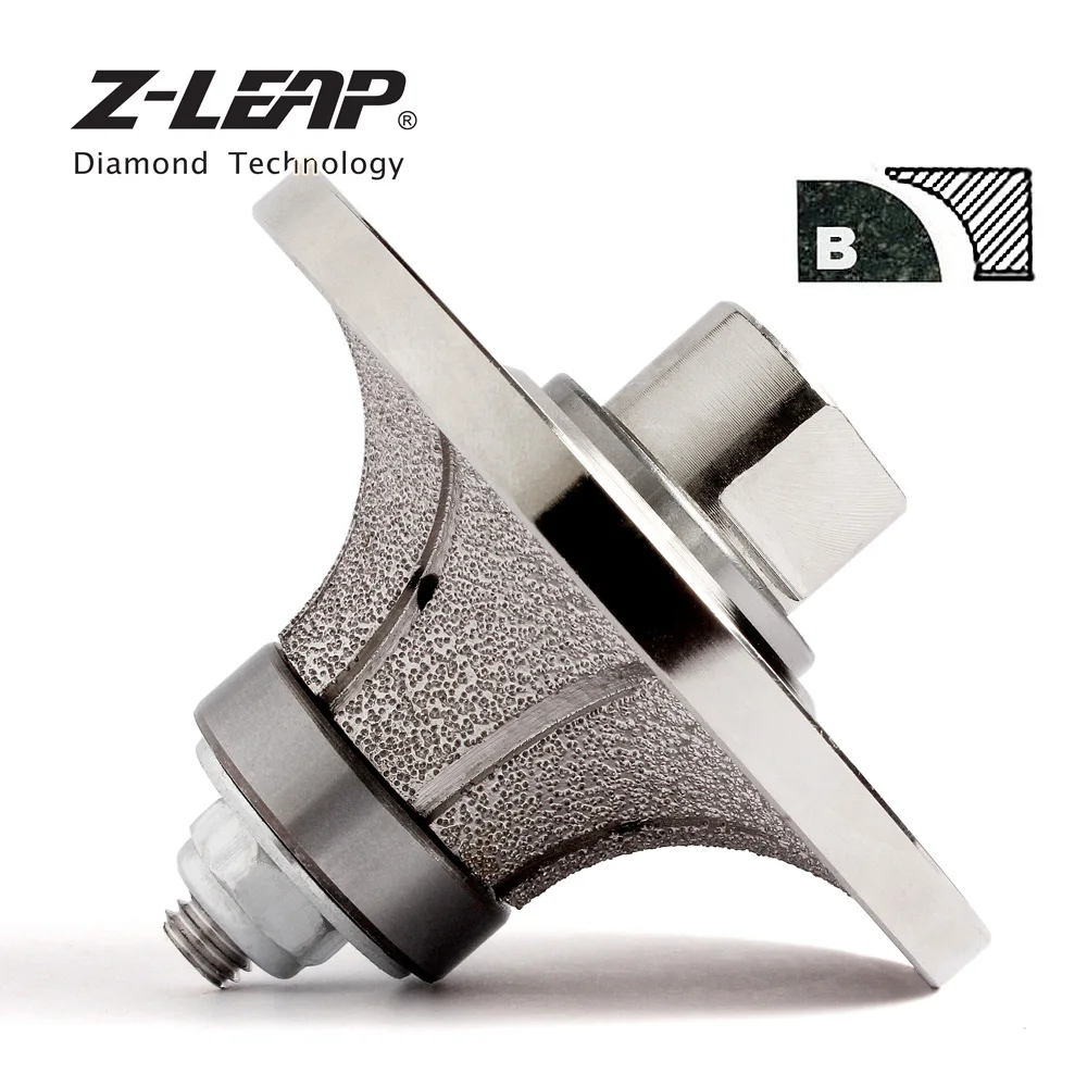 Perfilador de mano de diamante Z-LEAP tipo B, rueda de perfil soldado al vacío, cubierta de Metal, broca de enrutador para granito de mármol D85 M14 y 5/8-11