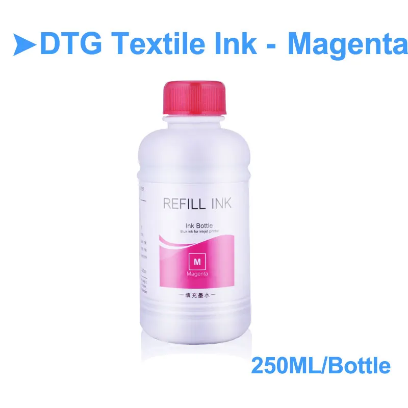 Чернила DTG текстильные чернила для Epson L800 L805 L1800 R290 1390 1400 R3000 4800 DX5 DX7 DTG принтер чернила текстильные чернила для Epson - Цвет: Magenta-250ml