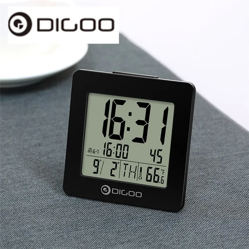 Digoo DG-C2 C2 домашний комфорт с цифровой подсветкой ЖК-термометр Настольный Будильник черный цифровой Подсветка Настольный будильник