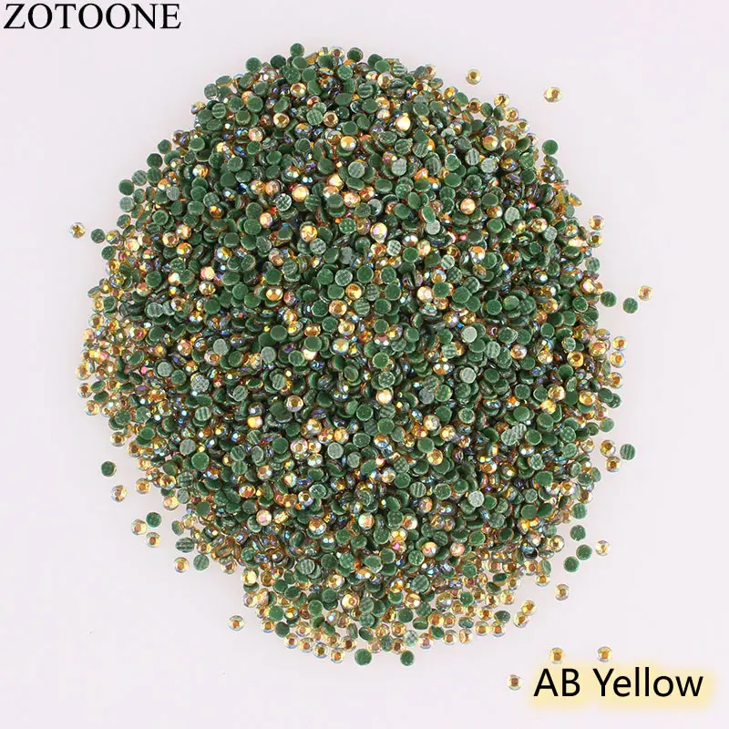ZOTOONE 1440 шт./упак. золотого цвета с плоской задней частью AB Стразы 2-3 мм SS6-SS12 с украшением в виде кристаллов 3D для ногтей с украшением в виде кристаллов, сделай сам, блестящие с бисером и блестками для ногтей к требованиям заказчика; сверкающие; C