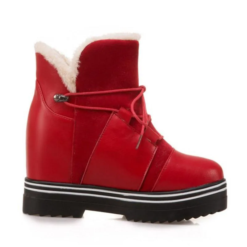 RIZABINA/модные женские ботильоны Зимние теплые плюшевые ботинки на шнуровке