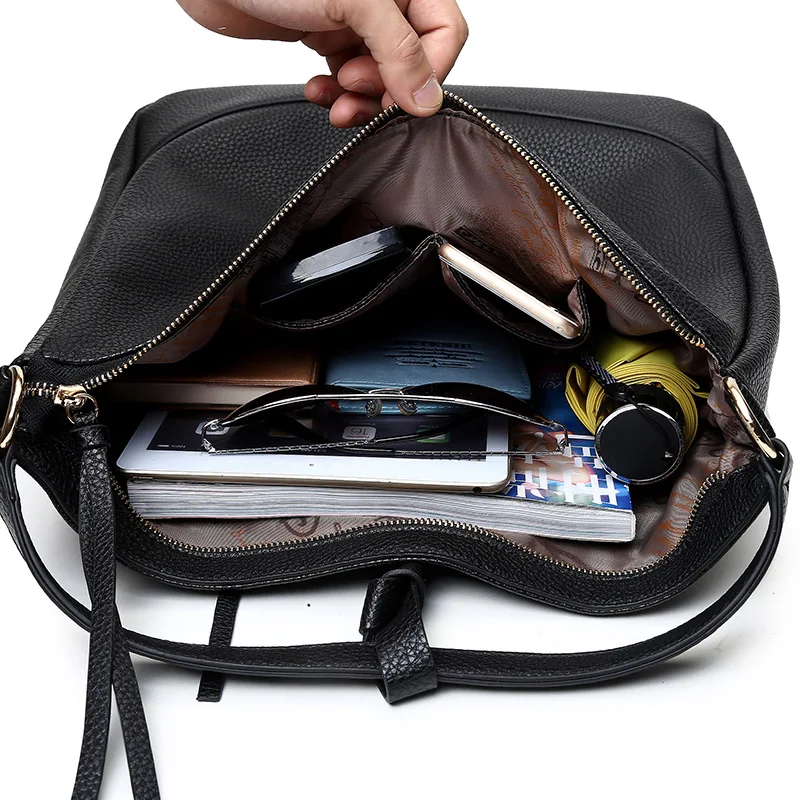 Женская сумка через плечо большие Дизайнерские Сумочки черного цвета