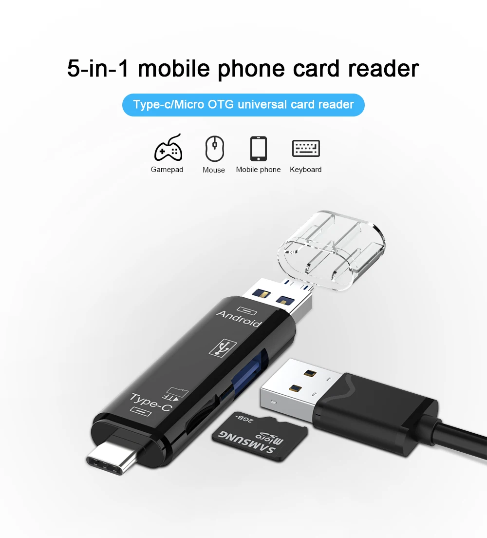 5 в 1 OTG кард-ридер Тип C и микро USB флэш-накопитель высокоскоростной USB2.0 Универсальный OTG TF/SD карта для Android ноутбук компьютер