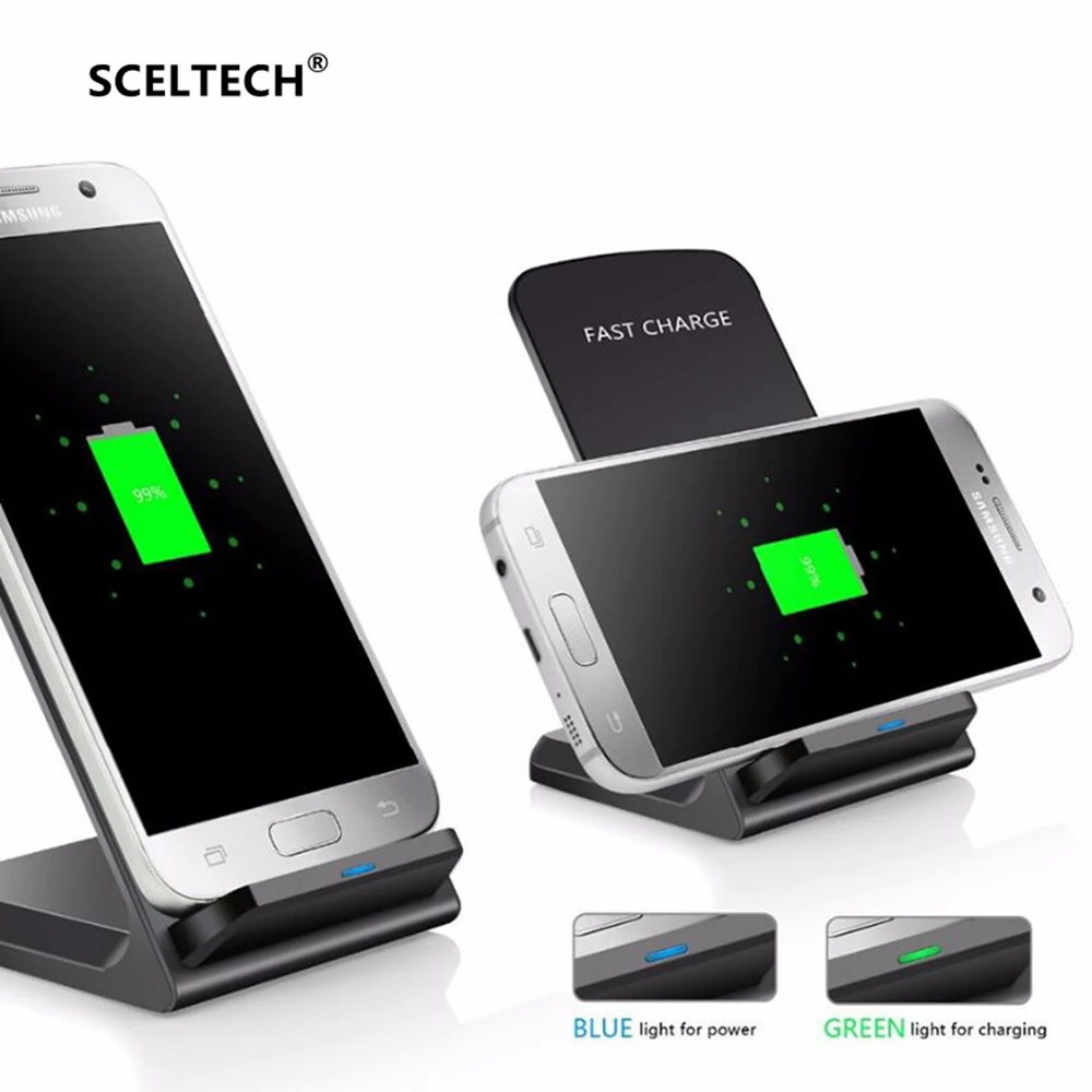 SCELTECH 10 Вт Qi Быстрое беспроводное зарядное устройство для IPhone XS XR X 8 Samsung S10 S9 S8 S7
