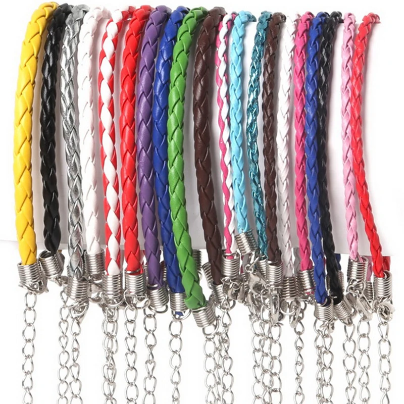 10 шт. металлическая плетеная веревка из ПУ кожи 3/4 мм|pendant rope|leather braided cordrope pendant |