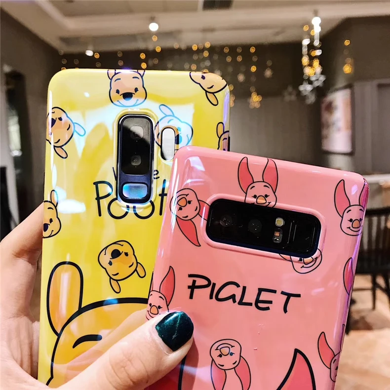 Чехол для samsung S8/S9 plus с изображением Винни-медведя чехол Galaxy Note 9 синий светильник