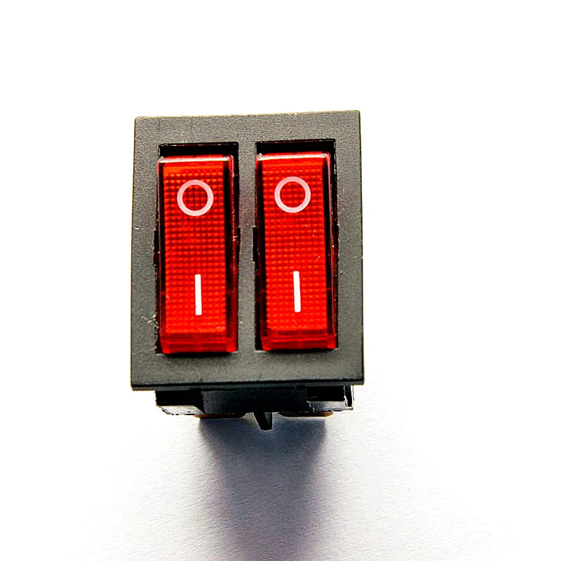 

Red double- rocker switch KCD8-212N KCD2 6p illuminated 15A / 250V high quality genuine